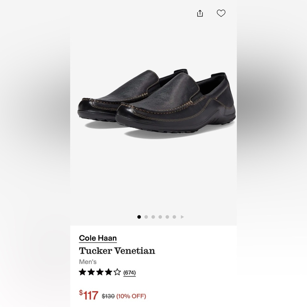 Cole Haan Tucker Venetian Black Loafers